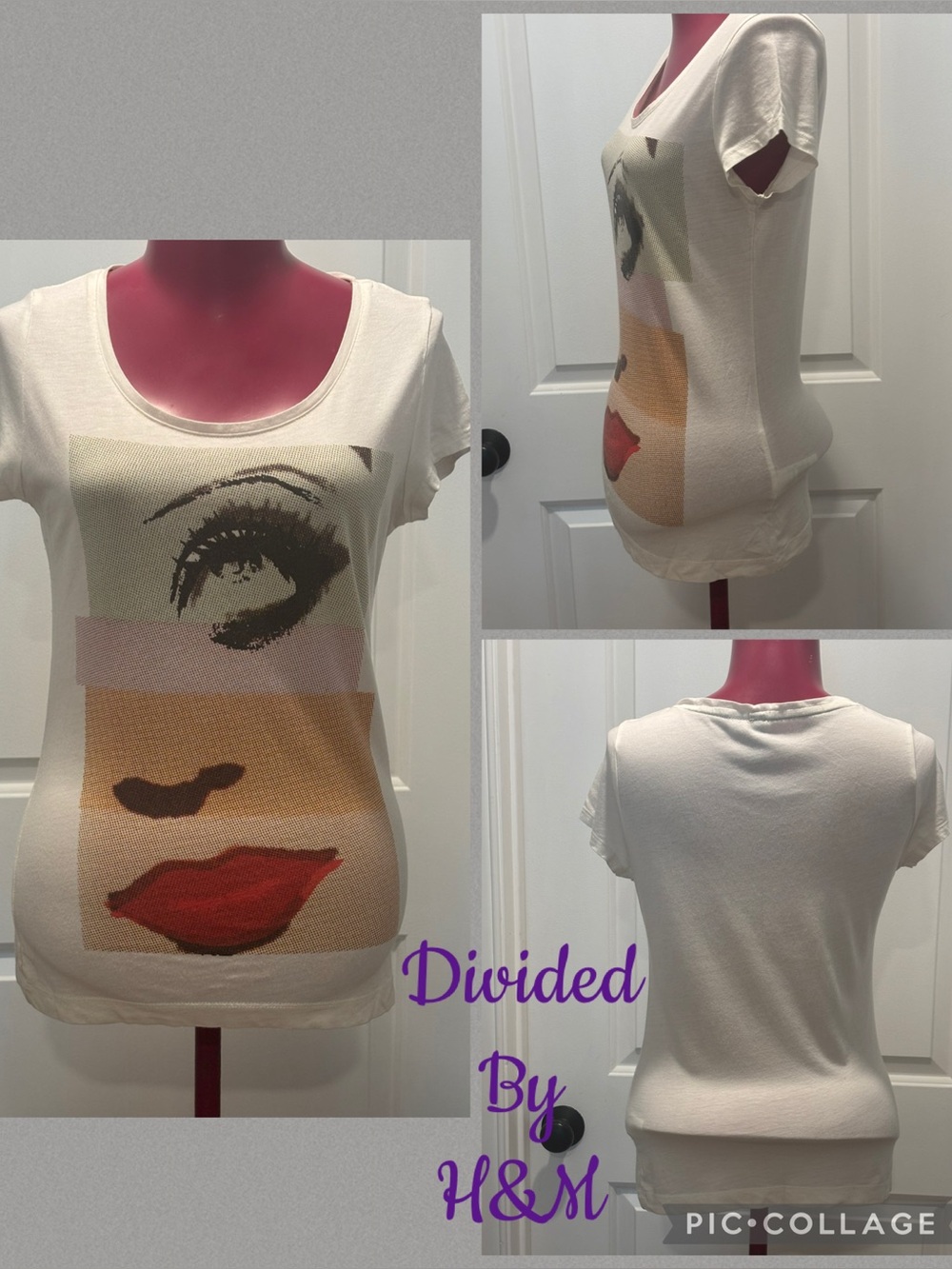 Divided by H&M Jr’s Graphic Face Print Top - White size 8
